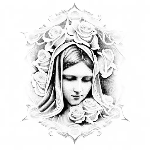 Virgin Mary Surrounded By Roses