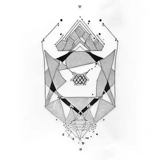 Blackout Tattoo For Male Thigh That Faded Into A Geometric Pattern Toward The Knee