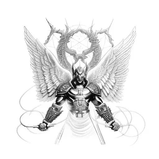 Archangel Michael Fights Demon