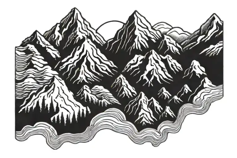 Mountain Range Symmetrical Design