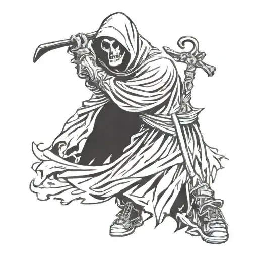 Grim Reaper With A Golf Club Sythe Being Pulled