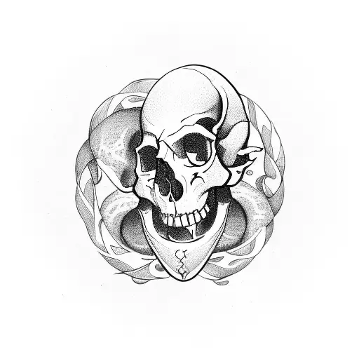 Ouroboros Encircling A Skull