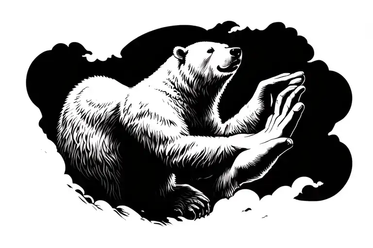 Polar Bear Holding Hand In Heaven