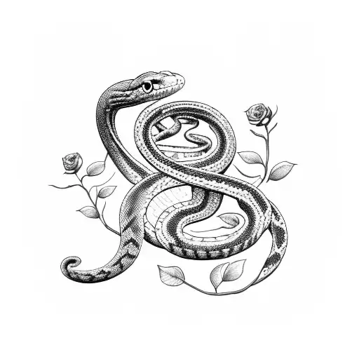 Snake With Roses Round It