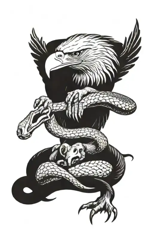 Eagle Eating A Snake Eating A Rat Sitting