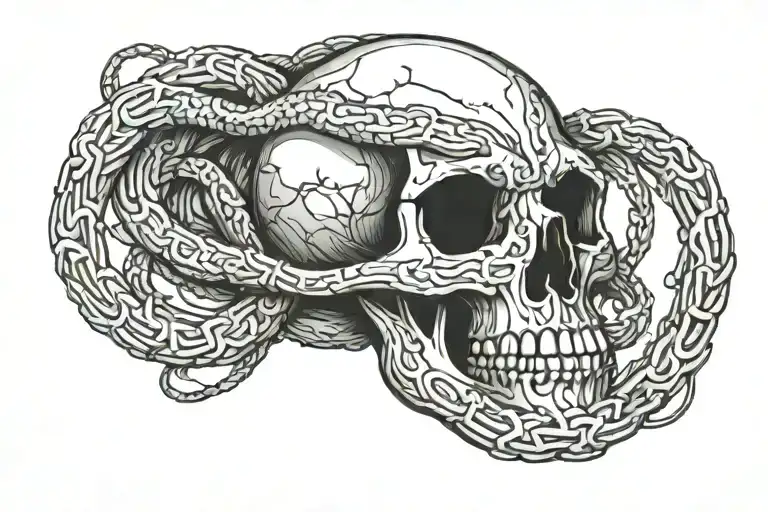 Snake With Skull Surrounding Everything With Chains