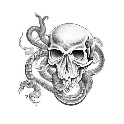Snake With Skull Or Bones