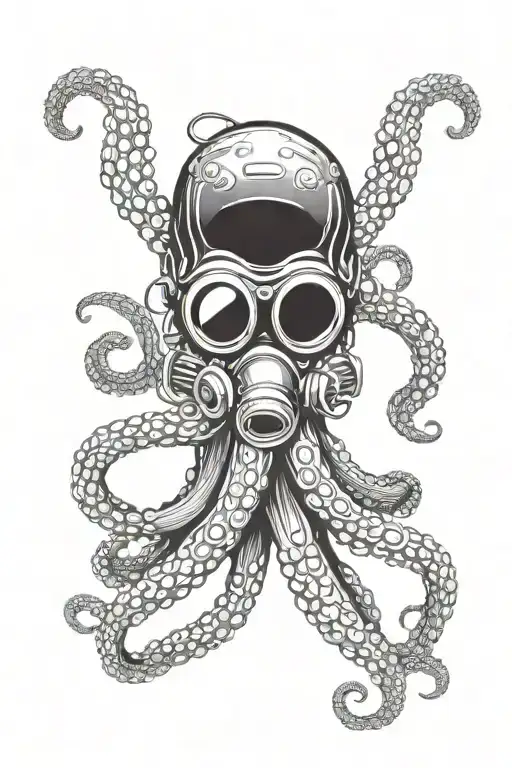 Octopus With Scuba Diving Mask