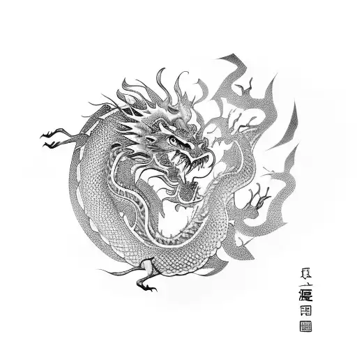 A Chinese Dragon And A Lion Engaged In A Fierce Battle