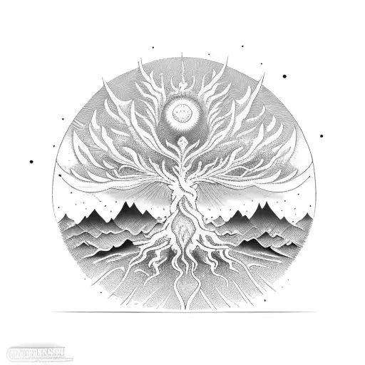 Fractal Sun Mountain Tree