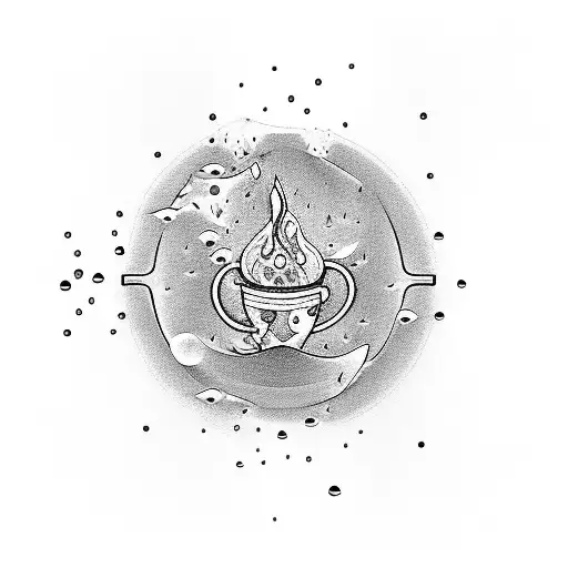 A Pisces Symbol Formed By Raindrops Falling Into A Coffee Mug