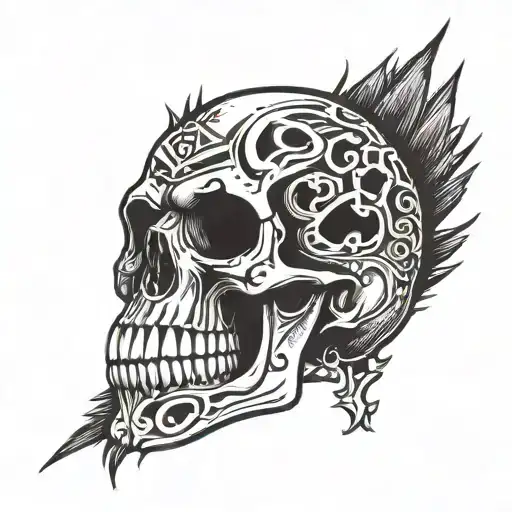 Punk Skull Like Exploited Logo With Mohawk Wrote With Joao Nuno And Maria Rita