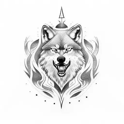 Trees Viking Runes Wolf