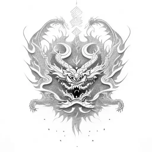 A Chinese Dragon And A Lion Engaged In A Fierce Battle