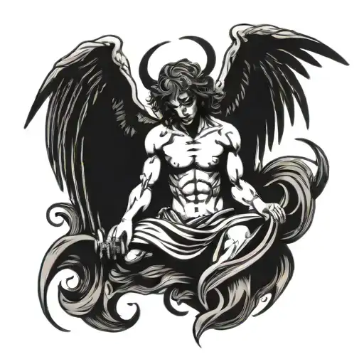 Angel Holding Cut Off Demon