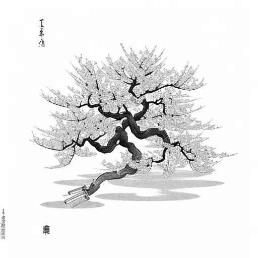 Japanese Cherry Blossom Tree With Gym Equipment As Branches