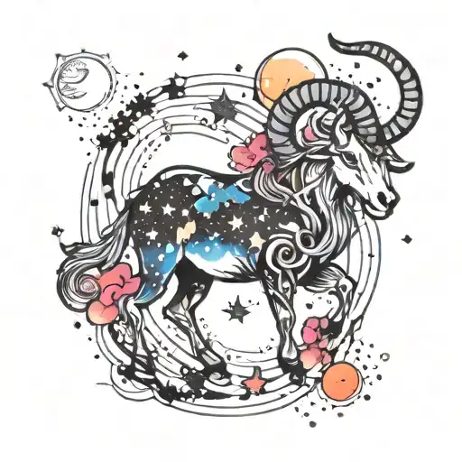 A Capricorn Constellation Surrounded By A Galaxy Of Colors