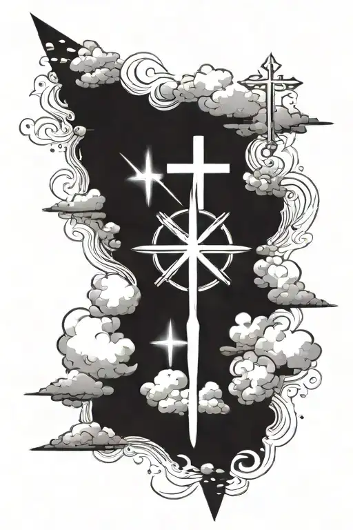 Be Guided By Faith Not Fear With Crosses And Clouds On Forearm