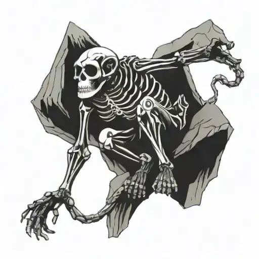 Monkey Skeleton Climbing Rock