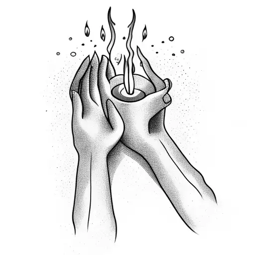 Hands Holding Candle With Water Fall