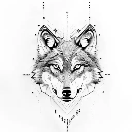 A Wolf Surrounded By Binary Code