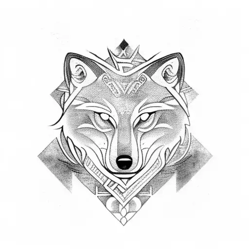 A Fierce Wolf In A Nordic Symbol