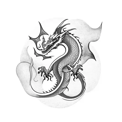 Dragon With Its Tail In The Shape Of A Musical Treble Cleff