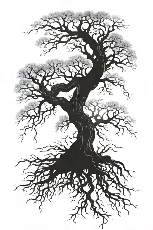 Amazon Tree With Roots Reaching Deep