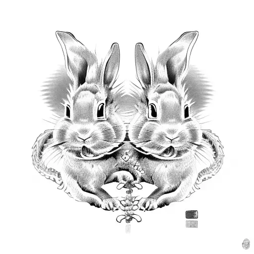 Chinese Rabbit And Chinese Dragon In A Dance