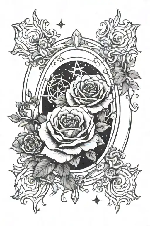 Portal Roses Stars Moon Mirror