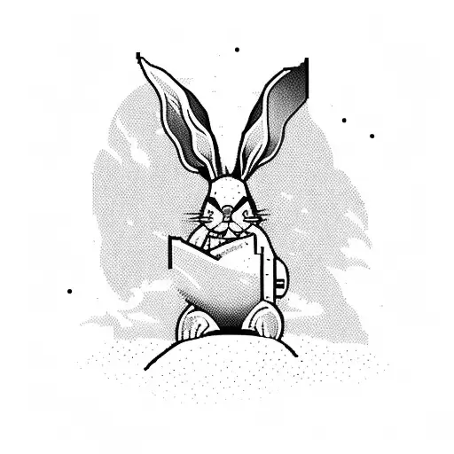 A Pixelated Bunny Playing A Video Game On A Deserted Beach