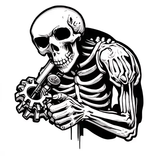 Skeleton Holding Gear Shifter