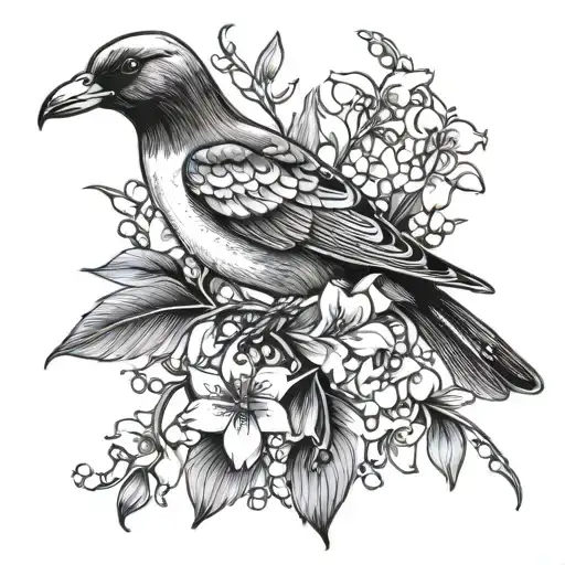 Lilly Of The Valley And Bird