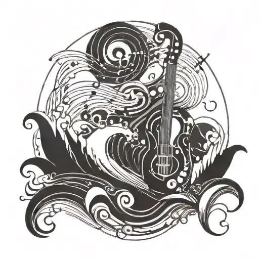 An Abstract Representation Of The Connection Between Music And The Ocean Waves