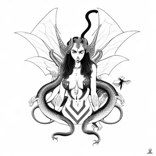 Succubus Surounded By A Snake