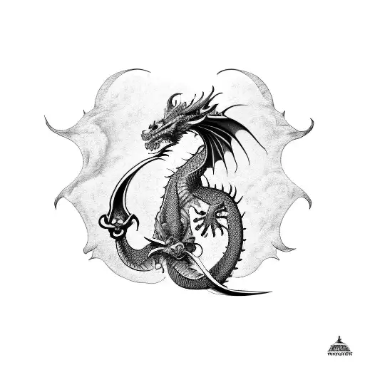 Dragon Standing With Sword