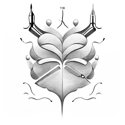A Sketch Of A Barber's Tools Forming The Shape Of A Tree