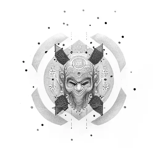 A Dotwork Tattoo Illustrating The Connection Between Wealth And Power In Ancient Greece