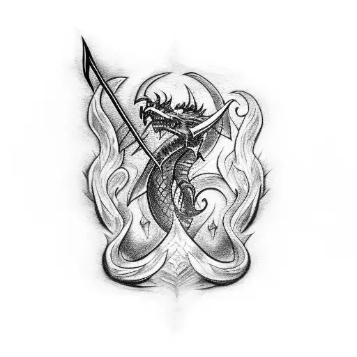 A Blackwork Tattoo Featuring The Iconic Dragonslayer Sword From Berserk