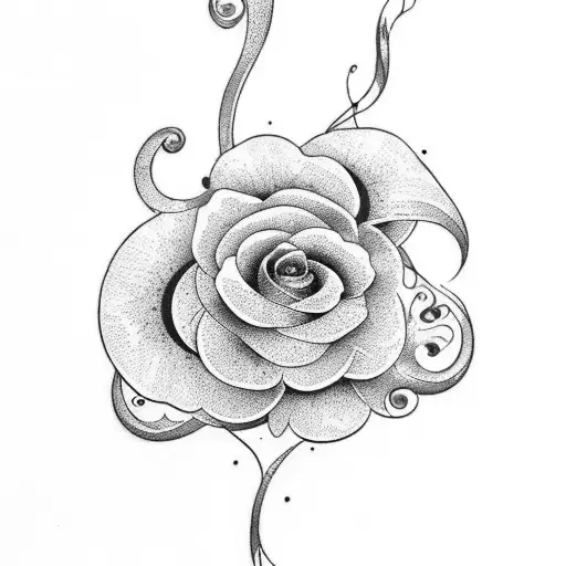 Floral Design With Swirls On Left Leg