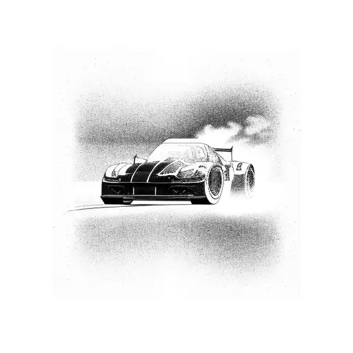 Race Car Speeding Through A Checkered Flag