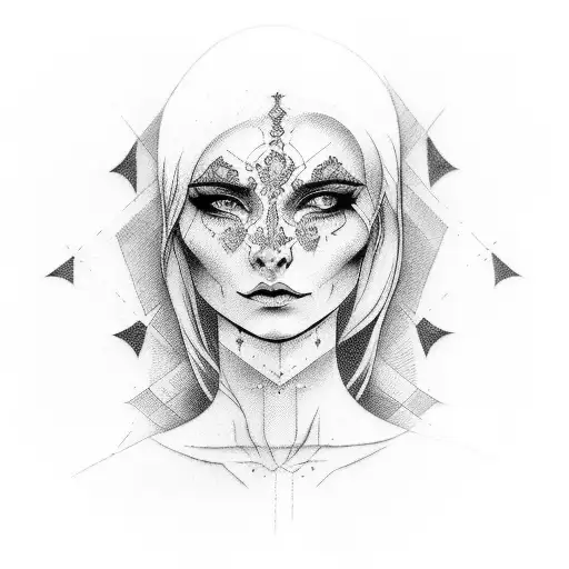 Womans Portrait With Good And Evil Side