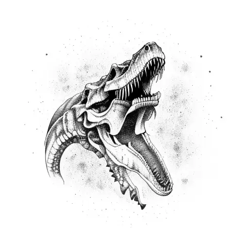 T-rex Skull Psychedelic Style