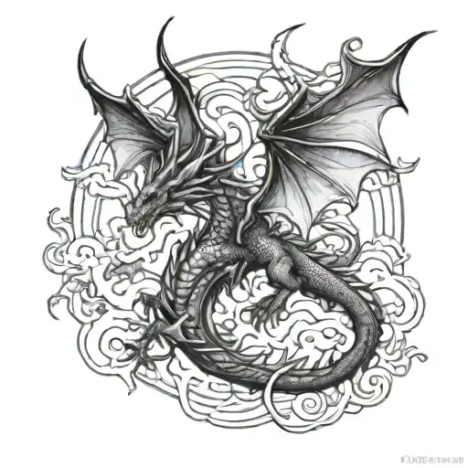 Storm And Dragon Flying