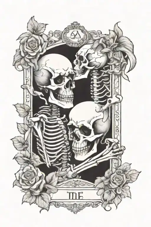 The Lovers Tarot Card Skeletons