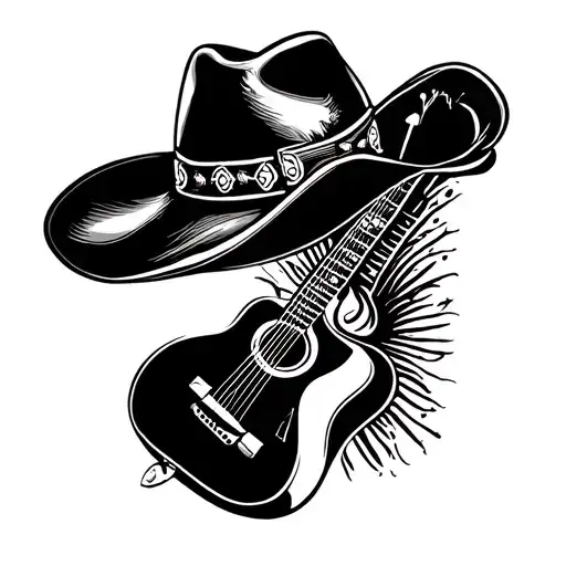 A Cowboy Hat With A Guitar Incorporated Into The Design
