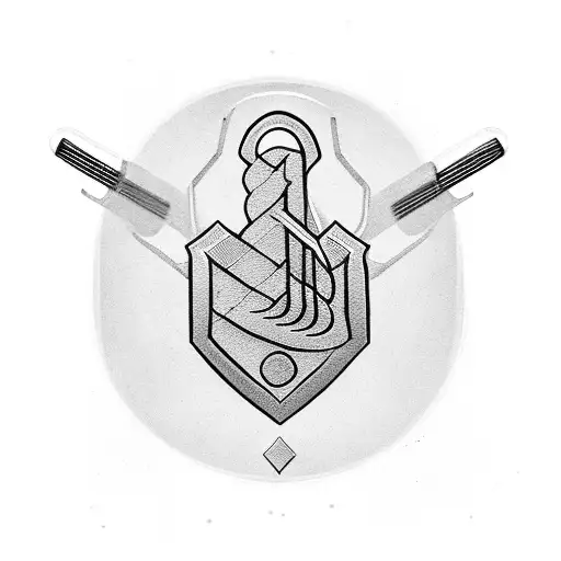 Musical Notes Forming A Dumbbell And Police Badge