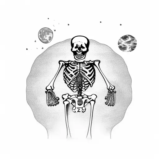 Skeleton Slow Dancing With The Moon