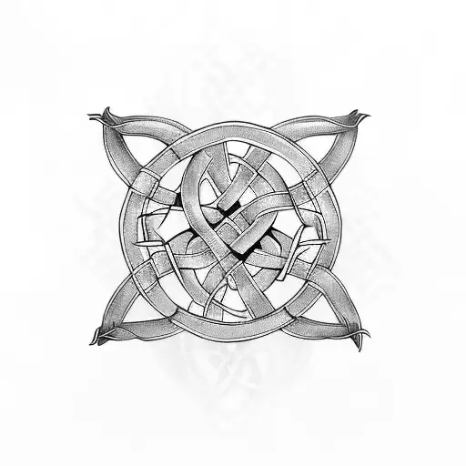 Celtic Knot Work With Dragon Black Ink Shaded