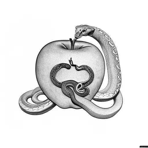 Ave Reaching For The Apple With The Snake Raped Around Her Hand
